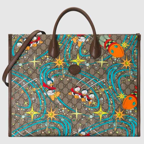 限定コラボ!グッチxDISNEY★ドナルドダック★ラージトート650037 2O4AT 8679